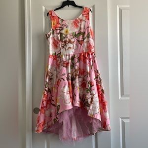 A-line high-low dress with tulle trim